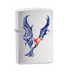 Tattoo Eagle Brushed Chrome Lighter