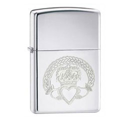 High Polish Chrome DL Claddagh Lighter